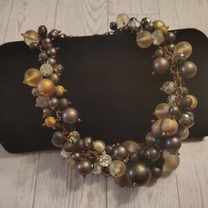 Bubbly metallic sphere beaded necklace